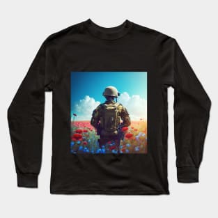 Soldier on flowers Long Sleeve T-Shirt